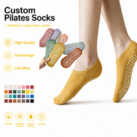 Calcetines de Pilates para Mujer con Logotipo Personalizado, Antideslizantes, Transpirables, con Agarre en el Tobillo, para Ejercicio en Interiores, Yoga y Fitness