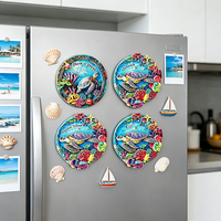 Aimant de réfrigérateur 3D personnalisé en résine, tortue marine tropicale Art Déco, corail, pour la plage, les îles et les voyages