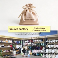 Pochette en satin de soie simulé avec cordon de serrage, sac de rangement anti-poussière pour perruques, lingerie, petit échantillon, séparateur avec logo personnalisé