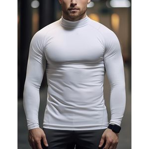 Camiseta de Compresión de Manga Larga con Cuello Alto para Hombre, Personalizada, Térmica, Deportiva, Anti UV, para Entrenamiento y Running - Product Image 2