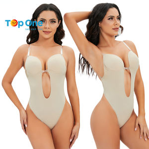 Top One grande taille femmes nu string coupe ouverte dos nu soutien-gorge Bustier rembourré sans manches body Lingerie - Product Image 1