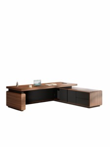 Escritorio Ejecutivo de Lujo, Moderno, de Madera, en Forma de L, Mesa para CEO o Jefe con Gabinete de Almacenamiento, Muebles para Oficina en Casa - Product Image 3