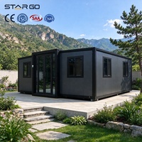 Maison conteneur pliable extensible à double aile de 40 pieds avec isolation thermique quatre saisons, 4 pièces, pour base de personnel et dortoir