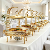 Réchaud de buffet FLEY en acier inoxydable avec bol en verre transparent et couvercle suspendu pour hôtels, buffets, mariages et événements de restauration