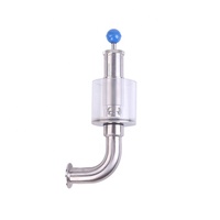 COMPASS Vanne de décharge d'air hygiénique et sanitaire en acier inoxydable SS304 de type L de 1,5 pouce (38,1 mm) avec manomètre de 0 à 2,2 bars