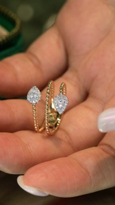 0.2ct F G اللون المويسانيتي الكمثرى قطع النساء هدية دائرة الذهب والمجوهرات 14K /18K الذهب المويسانيتي 2 حجر الماس حلقة مفتوحة - Product Image 6