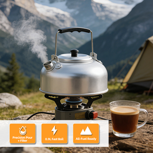 Bouilloire de camping en aluminium 0,9 L pour la randonnée et la pêche, théière légère et portable, bouilloire de pique-nique - Product Image 4
