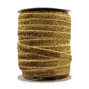 3/8" 1cm 15Colors Shiny Glitter Elastic Ribbon FOE For Sewing Solid FOE Fold Over Elastics Trim Lace Band U Pick Color