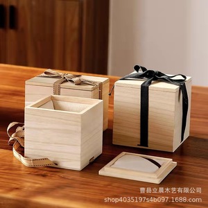 Caja de regalo cuadrada de madera de Paulownia, hecha a mano, de madera maciza, para té, joyería, regalos y artesanías. - Product Image 1