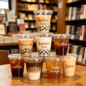 แก้วพลาสติกใสแบบใช้แล้วทิ้งขนาด 9 ออนซ์ พิมพ์โลโก้ตามสั่ง สำหรับใส่เหล้าวอดก้า น้ำแร่ โยเกิร์ต มิลค์เชค กาแฟดริป เอสเพรสโซ - Product Image 1