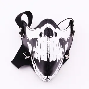 Маска для лица с призраком, черепом, декоративная маска из искусственной кожи для Хэллоуина, карнавала, мотоцикла, Кепка с черепом