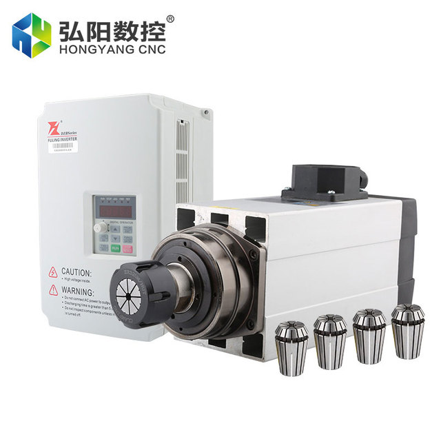 Engraving Machine 4.5kw square Air-cooled High-speed Woodworking Spindle 4 Ceramic Ball Bearings and 5.5kw Inverter