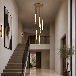 Marble <b>Tube</b> 6 Light Cluster Pendant Light Modern Luxury Indoor Hanging Lamp for Living Room Staircase Villa - Product Image 2