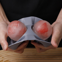 Moule à glaçons sphériques en silicone de qualité alimentaire sans BPA, 2 cavités, grand format, avec couvercle, pour whisky, cocktails, barware