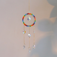 Campanas de Viento de Cristal K9, Círculos de Corazón Pentagonales, Atrapasoles de Luna y Sol, Decoración para el Hogar de Halloween y Navidad, Siete Chakras, Feng Shui