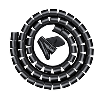 Manchons de câblage pré-découpés en PE noir, diamètres intérieurs 22mm, 28mm, 32mm, découpables, pour l'organisation des câbles de bureau