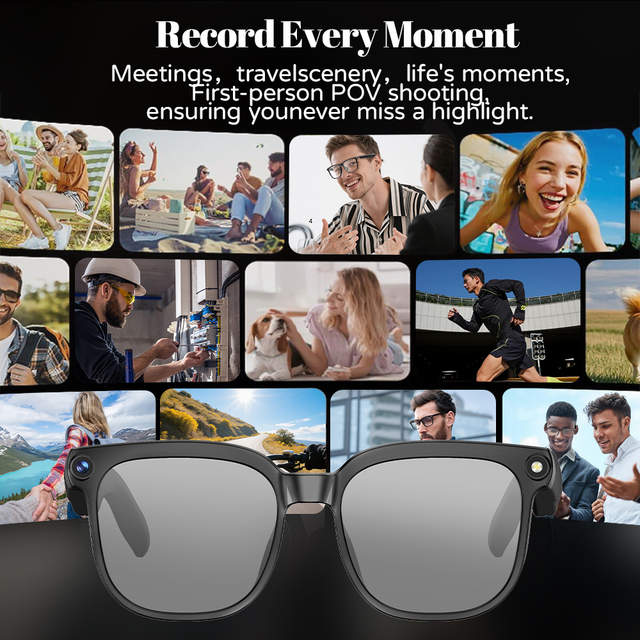Smart Audio Glasses with Real-time Translation AI Recognition IP68 Waterproof Magnetic Charging Touch & App Control