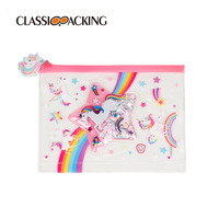 Transparent PVC dessin animé motif fermeture éclair pochette cosmétique maquillage sac multifonctionnel étanche papeterie stockage organisateur pour les filles
