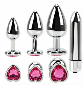 Kit Vibratore Anale in Acciaio Legato per Adulti, Plug Anale in Metallo per Giardino, Set 4 in 1 <span class=keywords><strong>SML</strong></span> per Coppie - Codice Flirt - Product Image 1