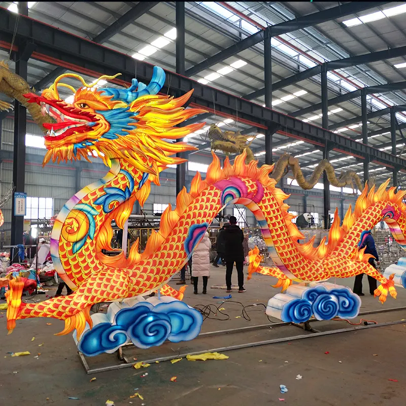 Ano novo chinês tradicional dragão lanternas ao ar livre iluminação Natal decorações