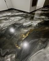 LSY Multi-color Optional Metal Epoxy Flooring Commercial Space Floor Décoration personnalisée pour mettre en valeur le style
