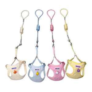 Harnais et laisse pour chien rembourrés et respirants, bleus, avec clochette, pour la promenade en extérieur, pour petits chiots et animaux de compagnie de type Bichon - Product Image 5