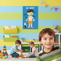Autocollant mural éducatif sur le corps humain, amovible, écologique, imperméable, tableau blanc interactif, design Art Déco, réutilisable pour l'éducation précoce