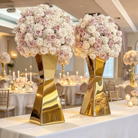 Vase de mariage moderne et simple en acier inoxydable, centre de table miroir haut avec boule florale pour la décoration de table d'événements et de fêtes en intérieur