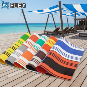 Bâche de <span class=keywords><strong>terrasse</strong></span> FLFX ignifuge, antistatique, en tissu rayé enduit de PVC, imperméable et occultante, sur mesure - Product Image 1