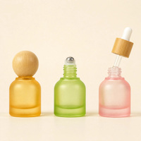 Botol Kemasan Parfum 10ml, Botol Kaca Buram dengan Tutup Kayu Bambu Mewah, Dilengkapi Pipet Tetes untuk Minyak Atsiri