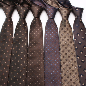 2023 nueva serie marrón tipo flor a rayas <span class=keywords><strong>corbata</strong></span> personalizada hombres Retro negocios moda poliéster seda mano cuello corbatas - Product Image 2