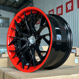 Jantes 2 pièces en aluminium forgé finition rouge et noir 17 19 20 21 pouces pour BMW Porsche <span class=keywords><strong>Mercedes</strong></span> <span class=keywords><strong>AMG</strong></span> 4x100 5x100 5x108 4x108 - Product Image 1