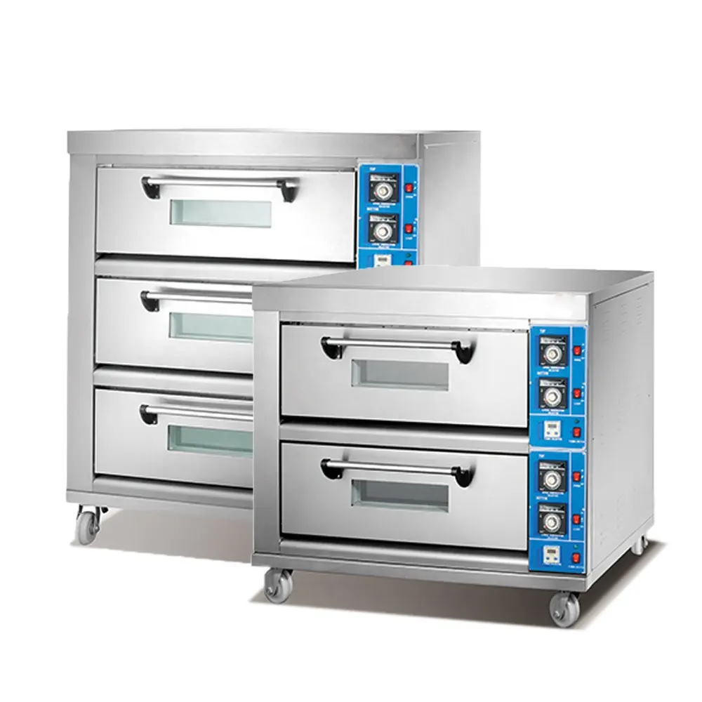 Commercial Kitchen Electric Gas Deck Bread Cake Pizza Ovens Hot Air Confectionery Industrial Ofen Four Bakery Baking Equipment