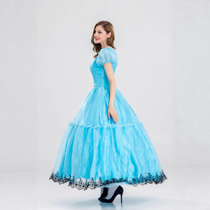 Robe tablier vintage bleue et blanche - Costume classique style Lolita avec tablier pour <span class=keywords><strong>femme</strong></span>, tenue <span class=keywords><strong>de</strong></span> conte <span class=keywords><strong>de</strong></span> <span class=keywords><strong>fées</strong></span> pour tea-party - Product Image 4