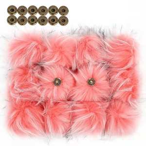 Bola de piel de mapache de imitación con pompones desmontables elásticos coloridos para gorros, tipo de piel, tela para prendas - Product Image 4
