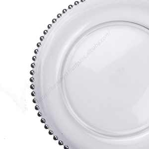 Vente en gros Z891 21/27/32cm Assiette en verre perlée ronde Décoration de table de mariage - Product Image 5