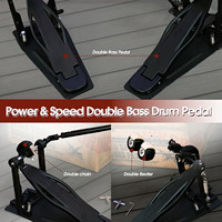 Beatello "Black Hawk" Direct-Drive Double Pedal - Speed-Optimized Bass Drum Pedals with Ultra-Responsive Action