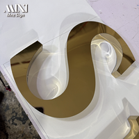 Logo personnalisé en acier inoxydable 3D miroir pour signalétique commerciale intérieure et extérieure