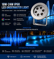 Projecteur LED RGB étanche IP68 en acier inoxydable 316L pour piscine, bassin, éclairage paysager sous-marin, CRI élevé 90