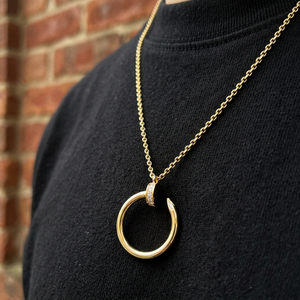 Collier pendentif en diamant de laboratoire taille brillant forme clou, or massif 14K/18K, pour femme, luxe moderne, mariage et fiançailles - Product Image 1