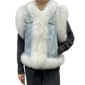 <span class=keywords><strong>Gilet</strong></span> en fourrure de renard véritable <span class=keywords><strong>bleu</strong></span> <span class=keywords><strong>clair</strong></span> pour femmes Design personnalisé - Product Image 1