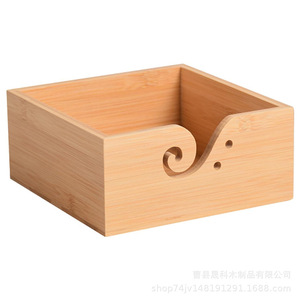 Bamboo Yarn Bowl With Crochet Holes <b>Wool</b> Ball Holder Storage Box For Knitting <b>Craft</b> Desktop Organizer - Product Image 5