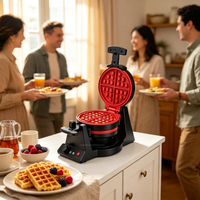 Gaufrier double face antiadhésif 190 mm à rotation automatique, avec voyant lumineux, pour la cuisine – Le plus vendu