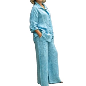 Femmes <span class=keywords><strong>grande</strong></span> <span class=keywords><strong>taille</strong></span> couleur unie décontracté chemise ample deux pièces ensembles femmes vêtements haut <span class=keywords><strong>taille</strong></span> haute pantalon <span class=keywords><strong>survêtement</strong></span> - Product Image 5