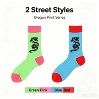 Chaussettes en coton jacquard unisexe motif dragon oriental, chaussettes fantaisie streetwear, logo personnalisé OEM