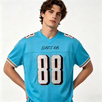 Camiseta Deportiva Personalizada de Malla con Estampado de Diamantes de Imitación, Brillante, Cuello en V, Corte Regular, Bordada, Estilo Fútbol, 3D