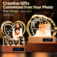Trophée en cristal gravé avec photo, base en bois Iceberg, capteur tactile, chiffres rétroéclairés, cadeau de bureau personnalisé, prix commémoratif lumineux