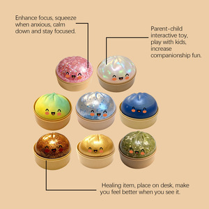 Cute Cartoon Dumpling Squishy Toys TPR Material <b>Gift</b> Box Packaging Sparkle Glitter Faces Soft Slow Rising Stress Promotional - Product Image 6