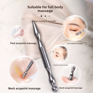 Bâton de massage en acier inoxydable pour points d'acupuncture, visage, yeux, tête, corps entier, méridiens, semelles des pieds, double tête, musical - Product Image 3