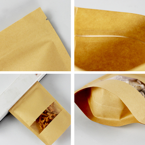 Trong Kho Nắp Kéo Thân Thiện Với Môi Bao Bì Thực Phẩm Dây Kéo Túi Doypack Ziplock Nâu Kraft Giấy Thủ Công Đứng lên Túi Với Cửa Sổ - Product Image 3